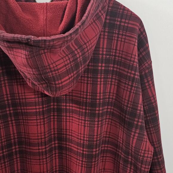 VTG Tommy Hilfiger Hoodie Mens Sz M Red Plaid Sweatshirt 90s Y2K Skater Grunge - Picture 5 of 5